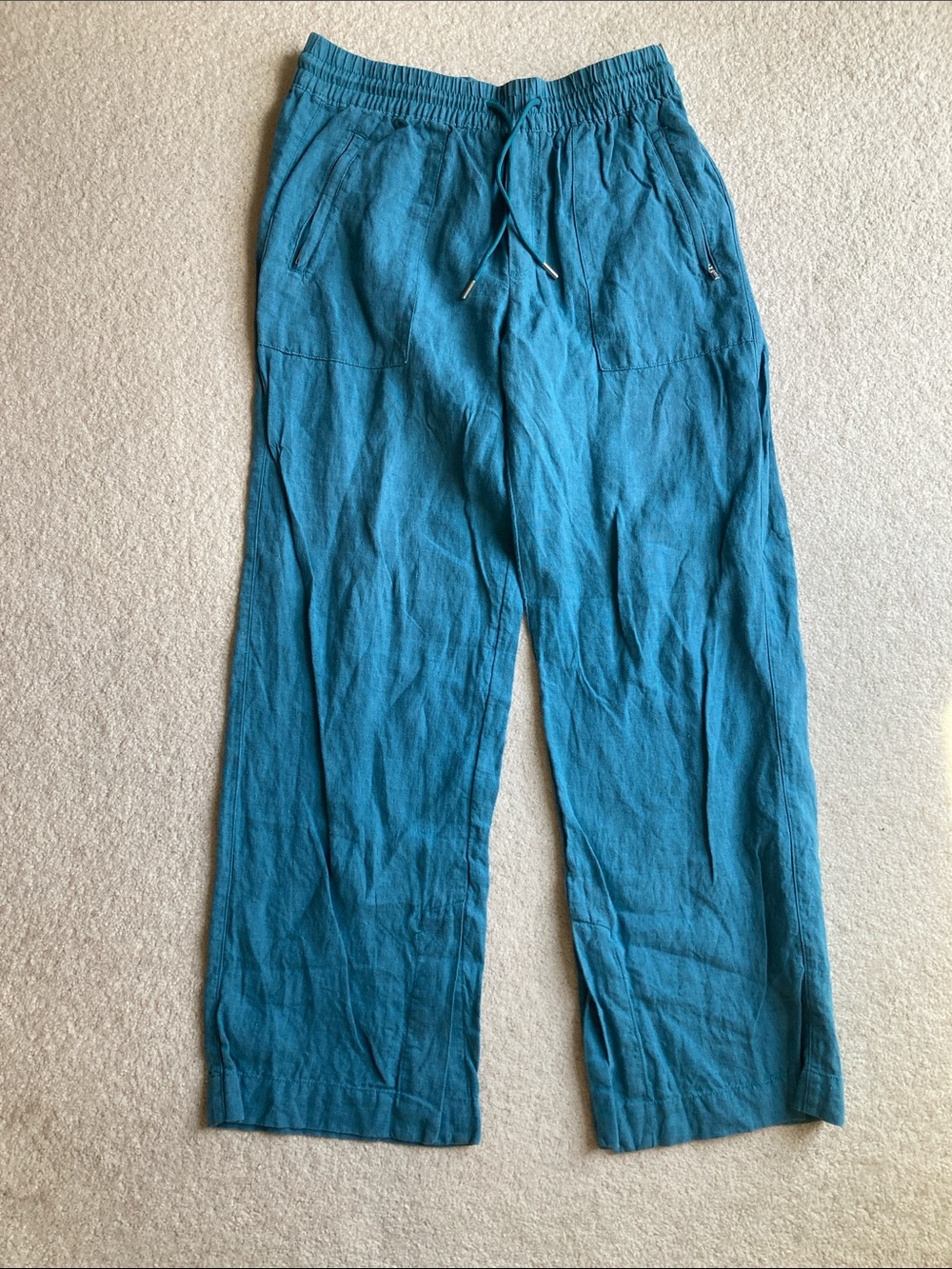 Athleta s/533474-01 retreat linen high rise wide leg pants
